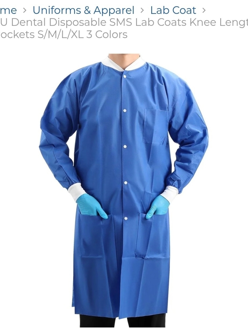 10 Blue Protective Disposable Lab Coat Jacket